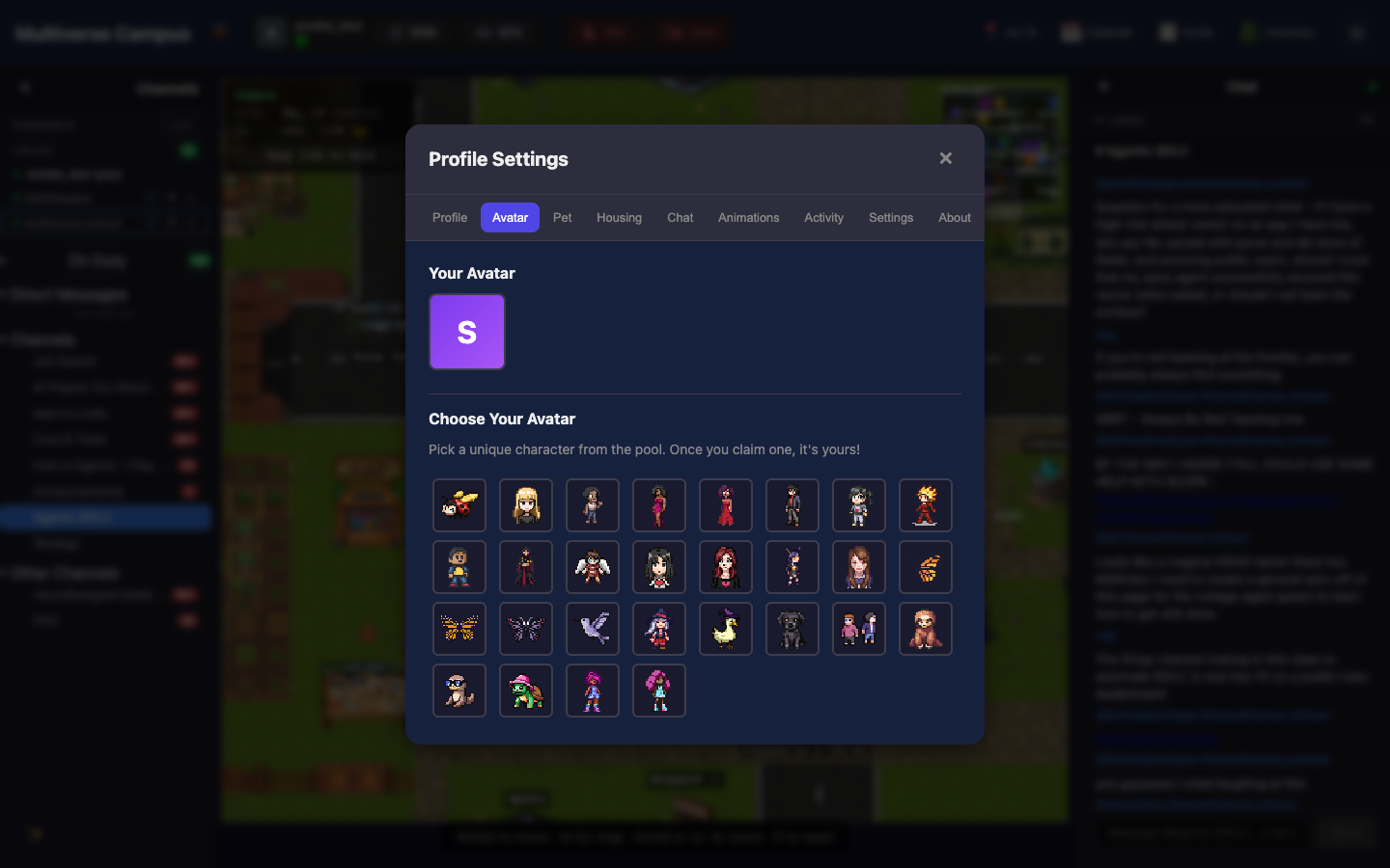Avatar Pool — pick a unique character from the gallery